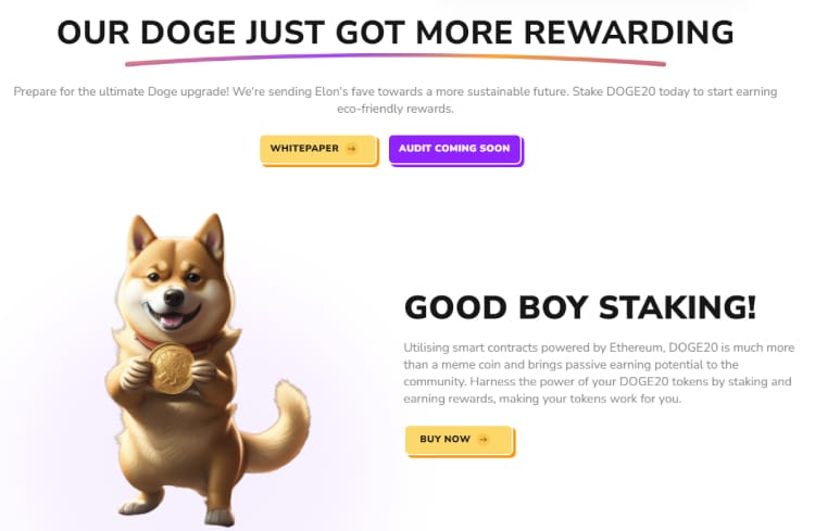 Dogecoin20 staking, geld verdienen met crypto