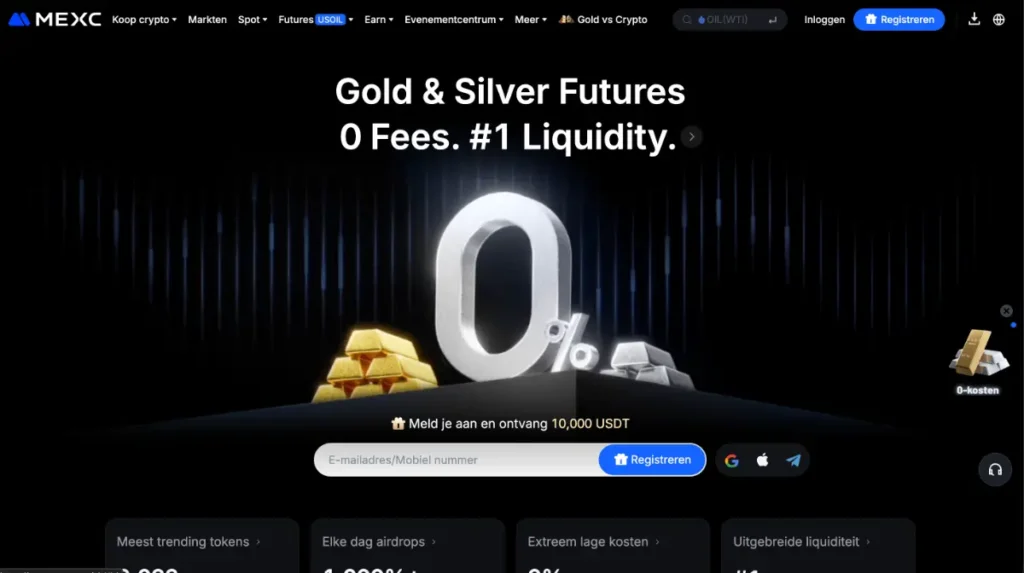 MEXC crypto exchange startpagina.