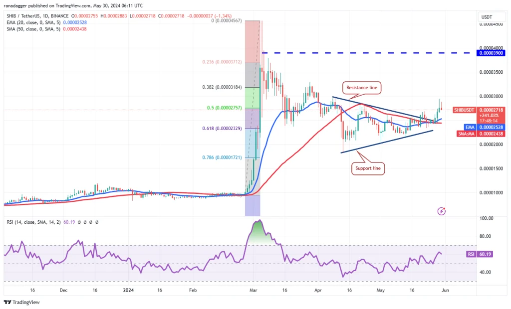 SHIB/USDT dagelijkse grafiek. Bron: TradingView