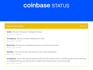 Coinbase meldt herstel, maar problemen blijven