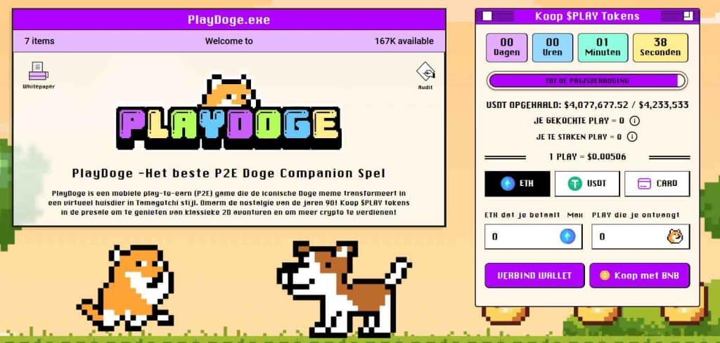 PlayDoge presale pagina