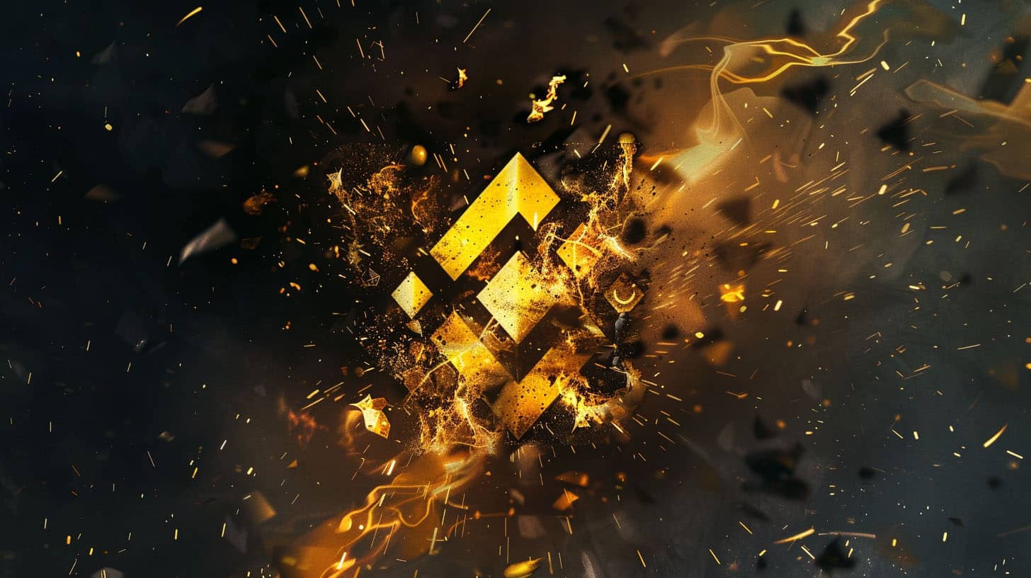 binance logo exploderen