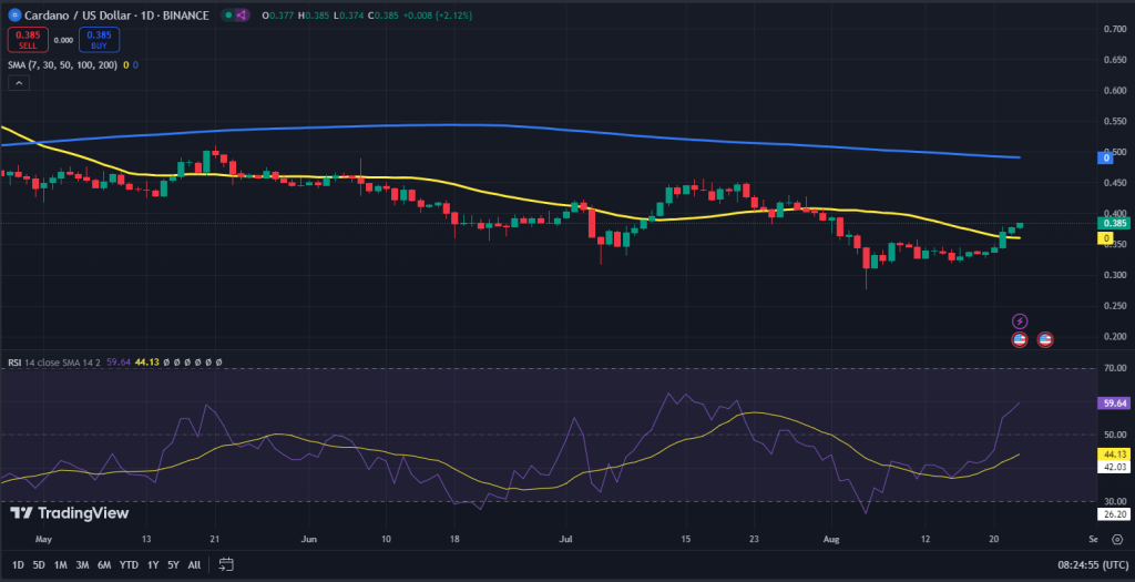 Cardano koers grafiek