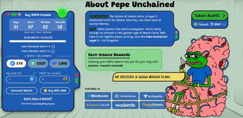 Pepe Unchained opkomende crypto presale