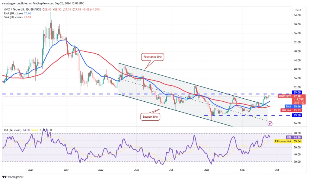 AVAX/USDT dagelijkse grafiek. Bron: TradingView