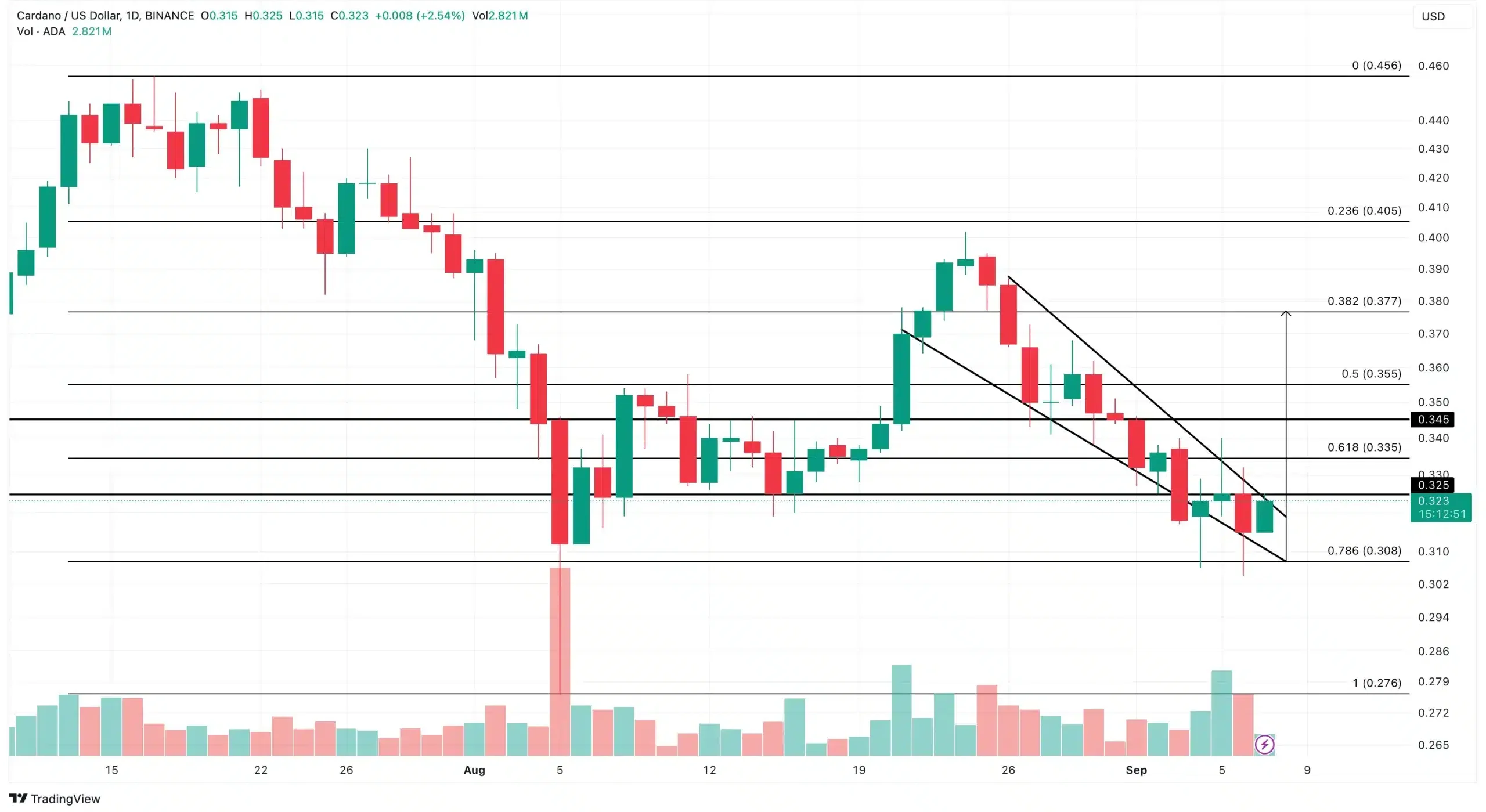 Cardano Falling Wedge Analysis