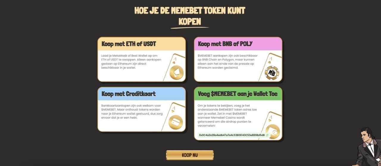 Memebet token presale. Hoe koop je $MEMEBETS