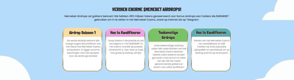 Airdrop systeem Memebet Token presale fase