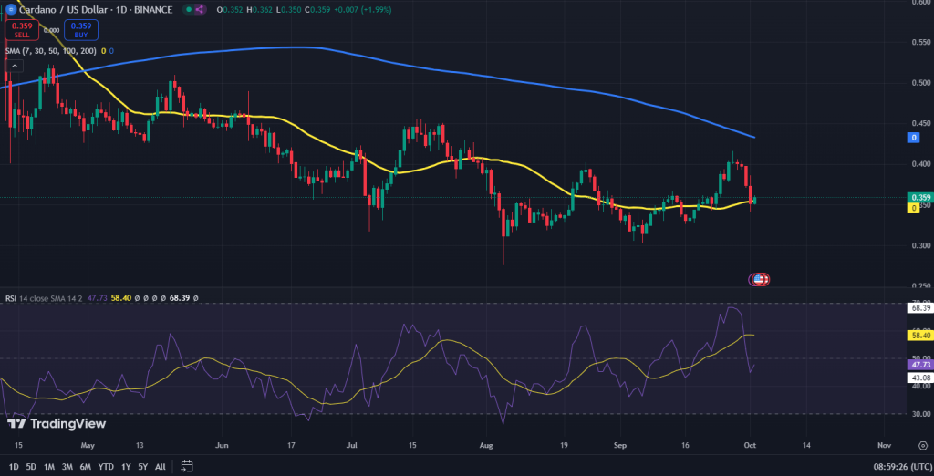 Cardano koers grafiek