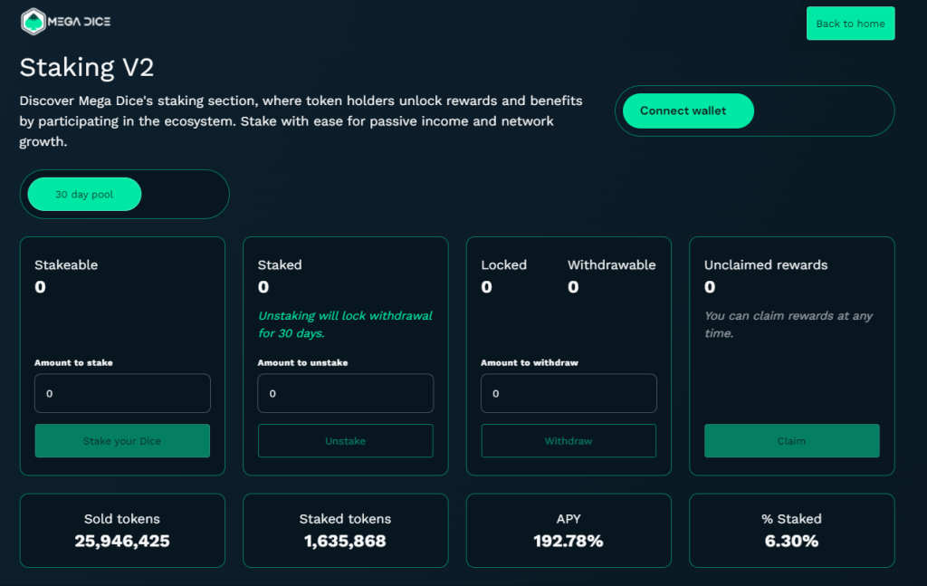 Mega Dice staking V2