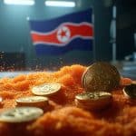 Noord-Koreaanse vlag en bitcoin