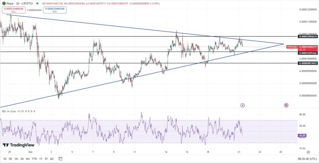 Pepe koers, TradingView