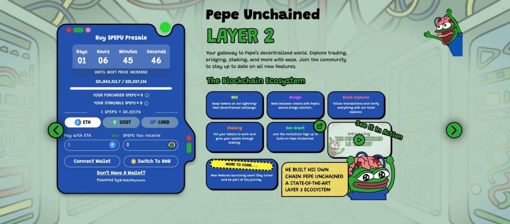 Pepe Unchained ($PEPU) presale introduceert Layer-2 technologie