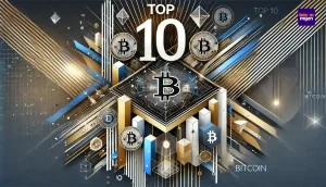 afbeelding met 'Top 10' in een modern ontwerp, perfect voor een artikel over de grootste bedrijven met Bitcoin holdings en crypto trends.
