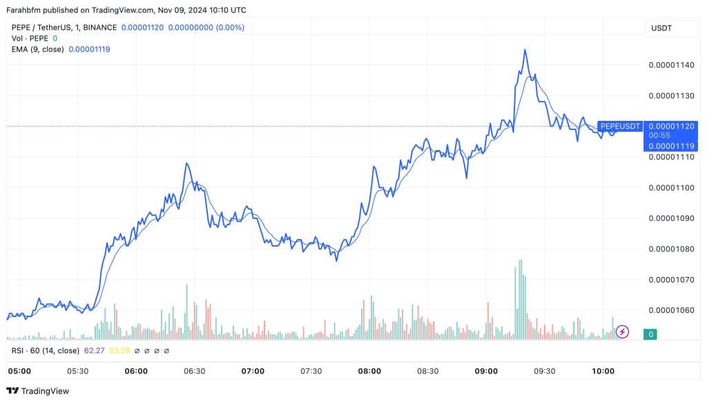 PEPE koers stijgt - Bron: TradingView