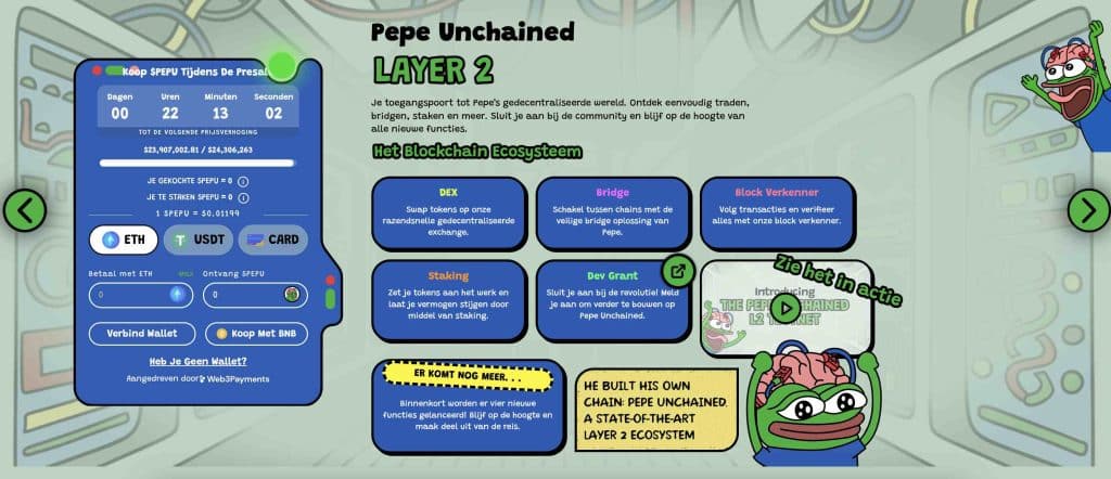 Pepe Unchained ($PEPU) Layer-2 technologie - Bron: Pepe Unchained