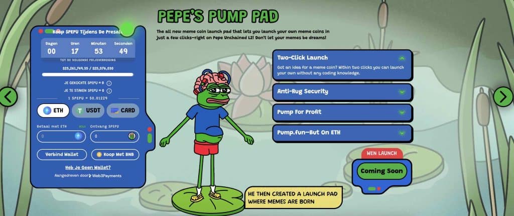 Pepe Unchained nieuwe upgrade, Pump Pad - Bron: Pepe Unchained