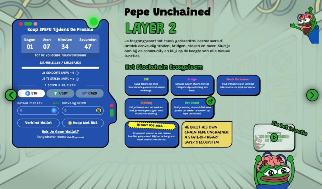 Pepe Unchained $PEPU presale Layer 2 - Bron: www.pepeunchained.com