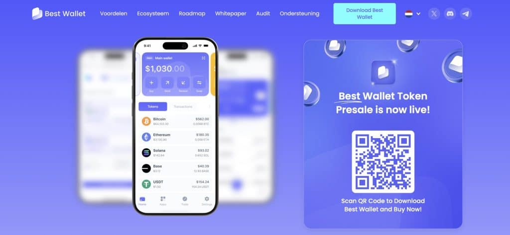 Best Wallet Token $BEST twee weken lang PRE presale voor vroege investeerders (alleen via de Best Wallet App) - Bron: https://bestweb3.com/nl