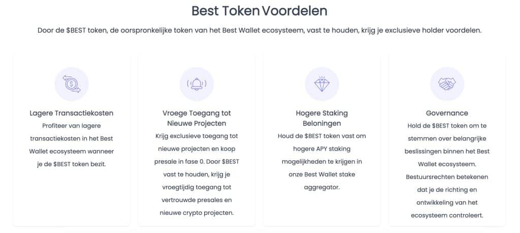 Voordelen van de Best Wallet Token $BEST - Bron www.bestweb3.com/nl