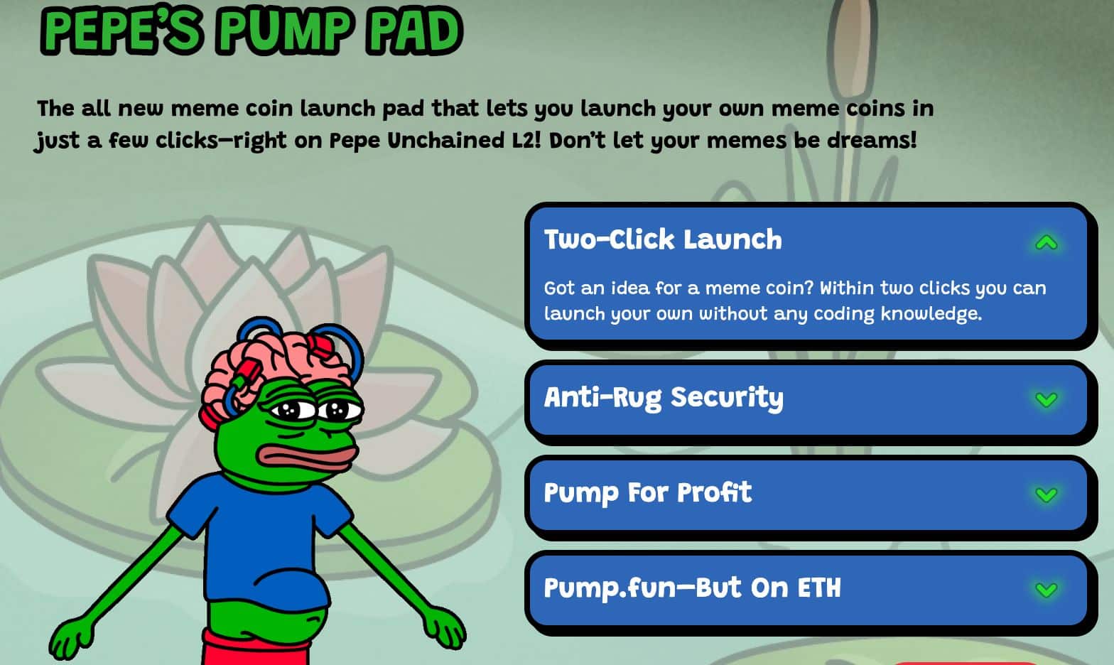 Pepe Unchained Pump Pad