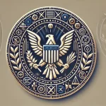 Symbolisch zegel dat transparante cryptoregulering en toezicht door financiële autoriteiten uitdrukt