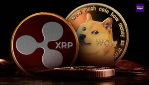 XRP en Dogecoin-integratie, inclusief handels- en rendementopties, gekoppeld aan blockchain-netwerken.