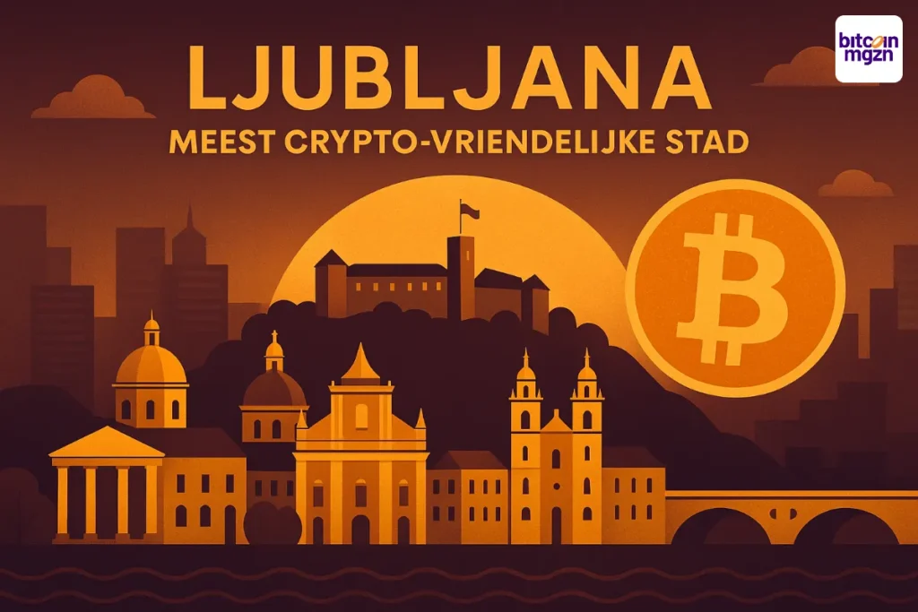 Digitale transformatie in crypto-vriendelijke stad Ljubljana met blockchainnetwerk in stedelijke omgeving