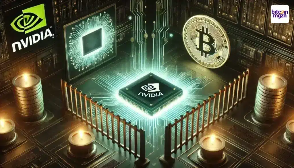 Abstracte weergave van Nvidia's focus op AI met uitgesloten cryptoprojecten