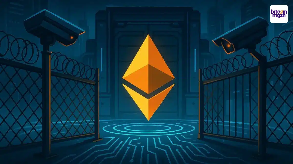 Ethereum logo met digitale beveiliging bij crypto conferentie in Cannes