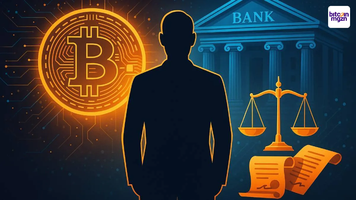 Silhouet symboliseert Giancarlo’s rol tussen crypto, bankwezen en regelgeving