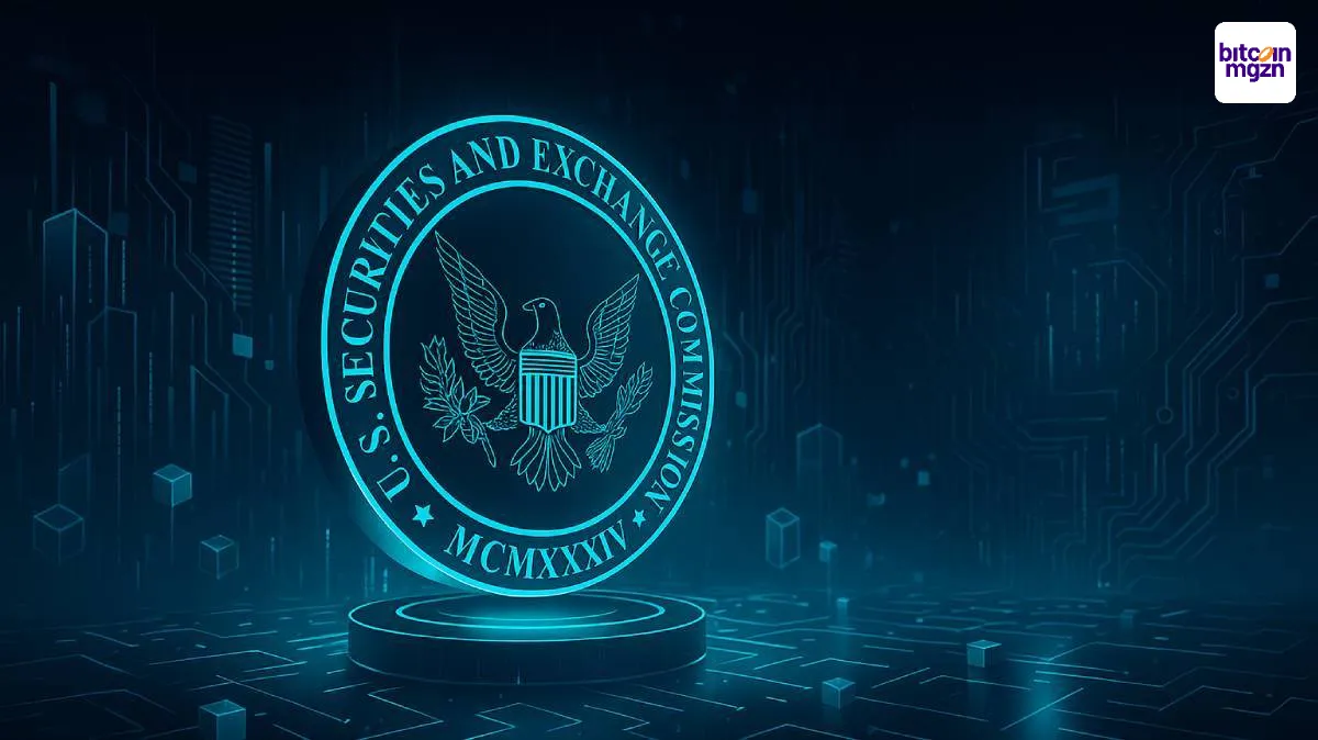 SEC crypto innovatie onderstreept door futuristische weergave van regelgeving en digitale infrastructuur