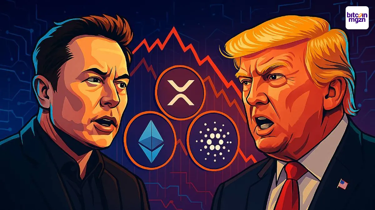 Trump Musk conflict zorgt voor daling van Ethereum, XRP en Cardano in een onrustige markt