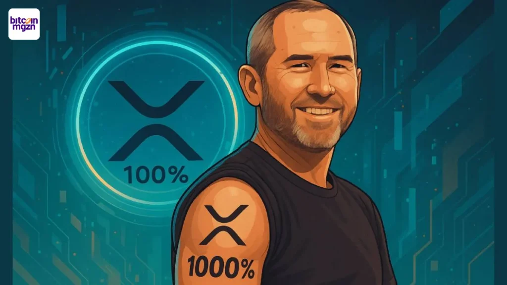Ripple CEO toont XRP tattoo met 1000% symbool als teken van vertrouwen in de koers en toekomst van de munt