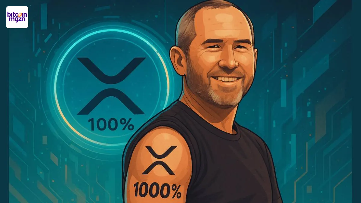 Ripple CEO toont XRP tattoo met 1000% symbool als teken van vertrouwen in de koers en toekomst van de munt