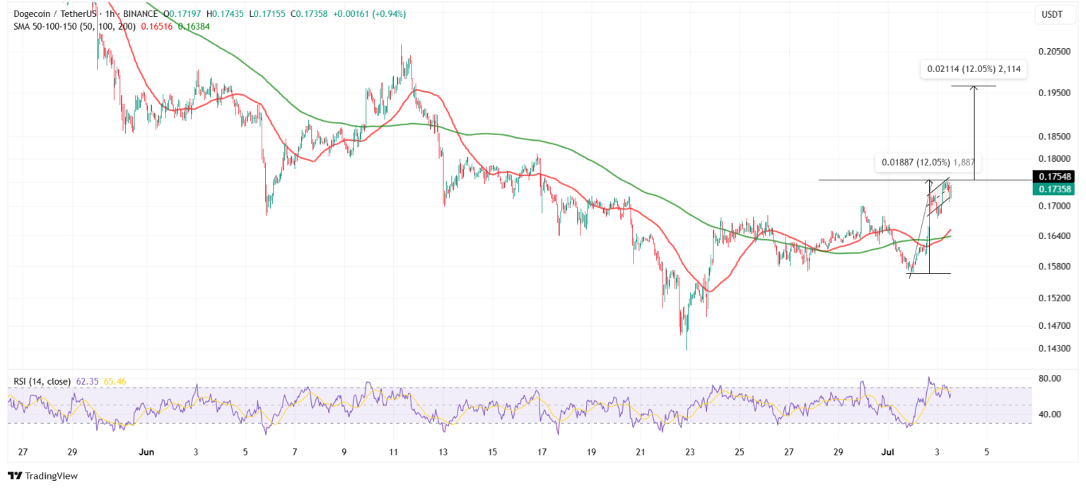 DOGE/USDT: 1-Hour Chart (Source: TradingView)