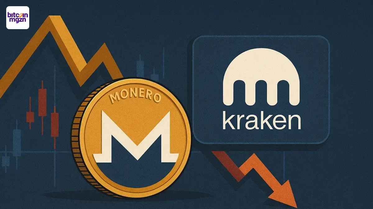 Gouden Monero munt en Kraken logo na 51 procent aanval