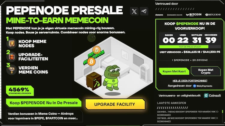 PEPENODE gamified mine-to-earn model en meme coin vooruitzichten.