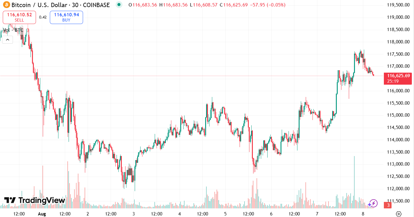 Crypto terugblik – marktupdate 8 augustus 2025