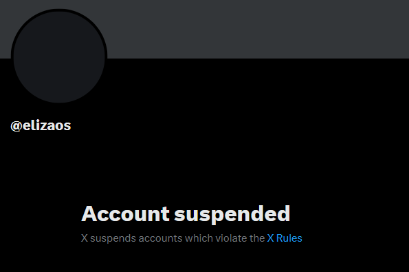Het verbannen account van Eliza Labs: ElizaOS op X (Twitter)