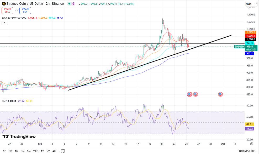 Binance koers, TradingView