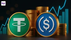 Digitale schaakstukken van Coinbase en SEC tegenover elkaar op een futuristisch bord
