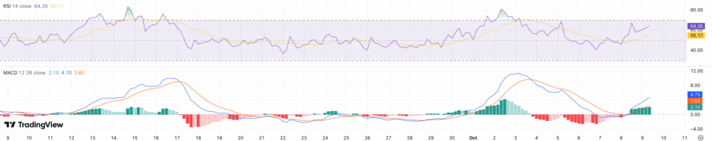 RSI + MACD Monero koers - bron: TradingView