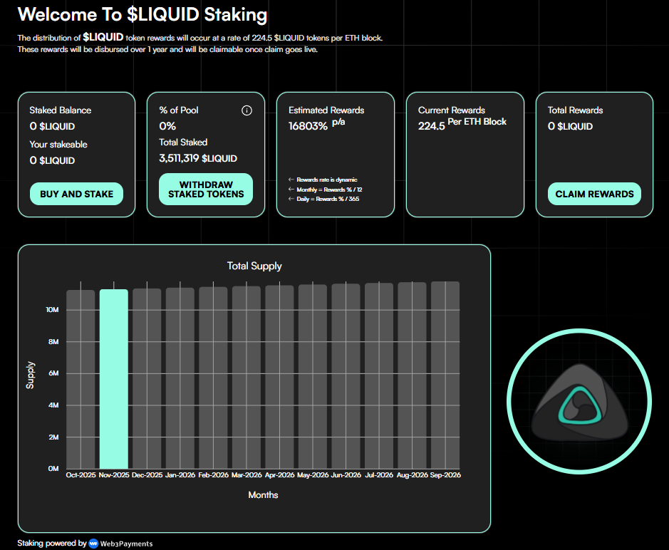 Welkom bij LiquidChain ($LIQUID) staking rewards
