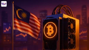 Malasie vlag met bitcoin mining hardware