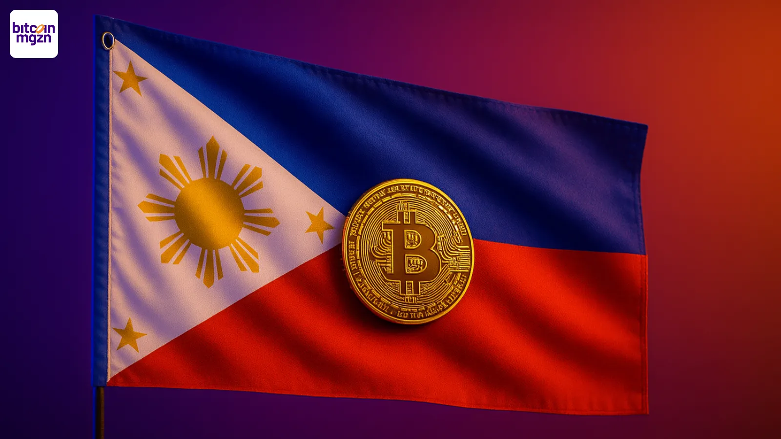 Filipijnse vlag met bitcoin logo
