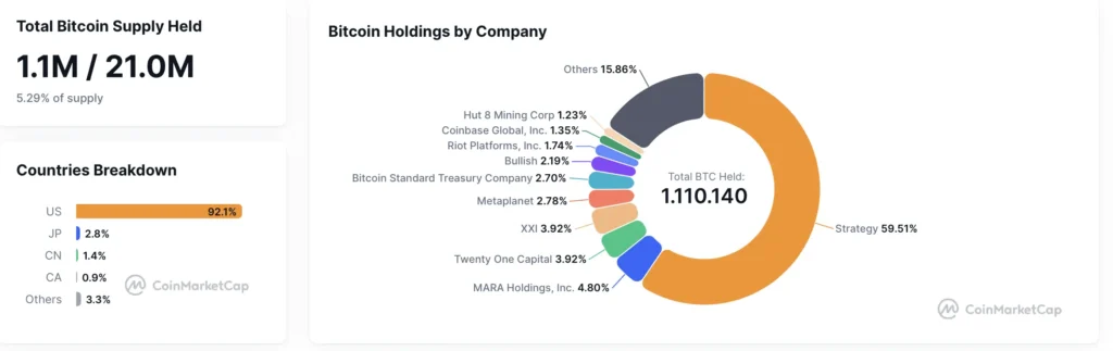 Bitcoin holding - bron: CoinMarketCap