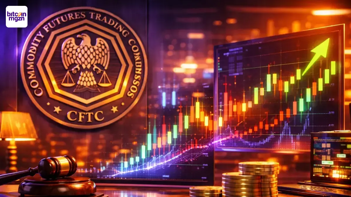 Visuele weergave van CFTC toezicht op crypto markten met financiële grafieken en reguleringssymboliek