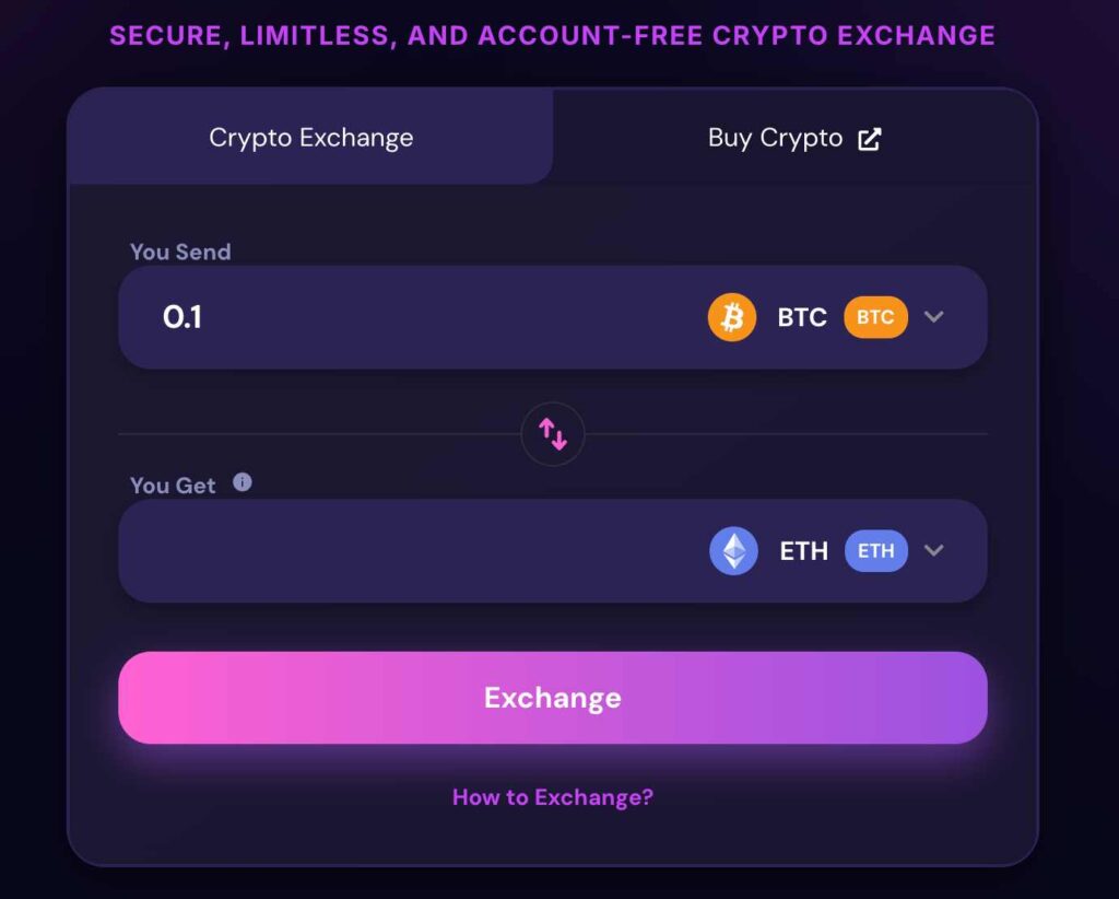 Veilig en zonder limieten of registratie crypto traden bij GhostSwap