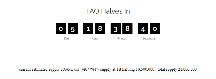 TAO halving verwachting - Bron Bittensorhalving.com